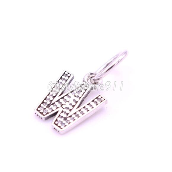 Authentic PANDORA Letter W Dangle with Zirconia - Picture 8 of 9